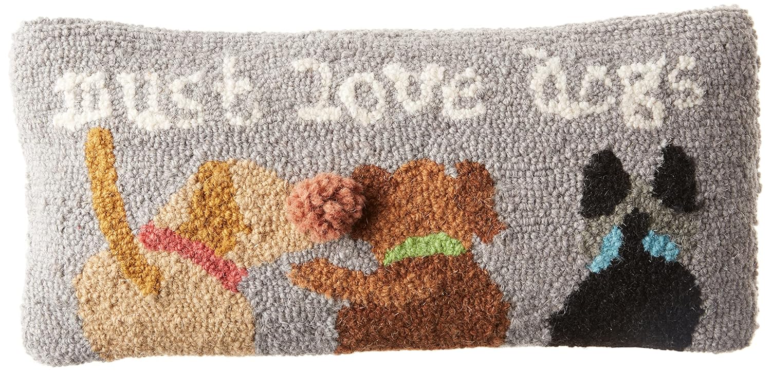 Mud Pie Must Love Dogs Hook Pillow Gray