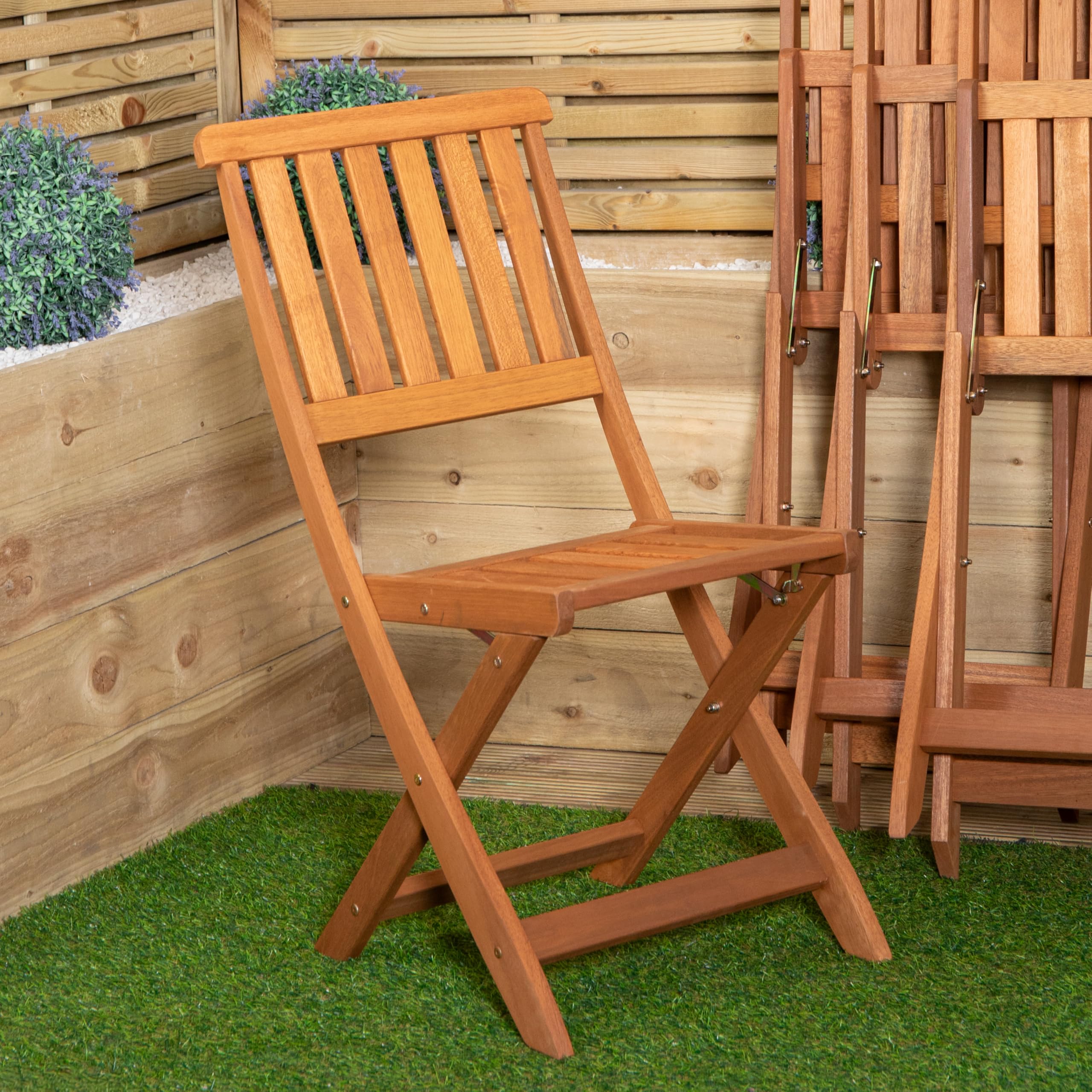 Samuel ALEXANDER Set of 4 Bowness Outdoor Garden Patio Wooden Folding Chairs