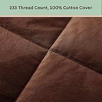 Vista 3 de Feather and Loom - Manta de plumón de pato blanco de 233 hilos, cubierta de algodón transpirable, relleno de plumón de 600 hilos, color: marrón