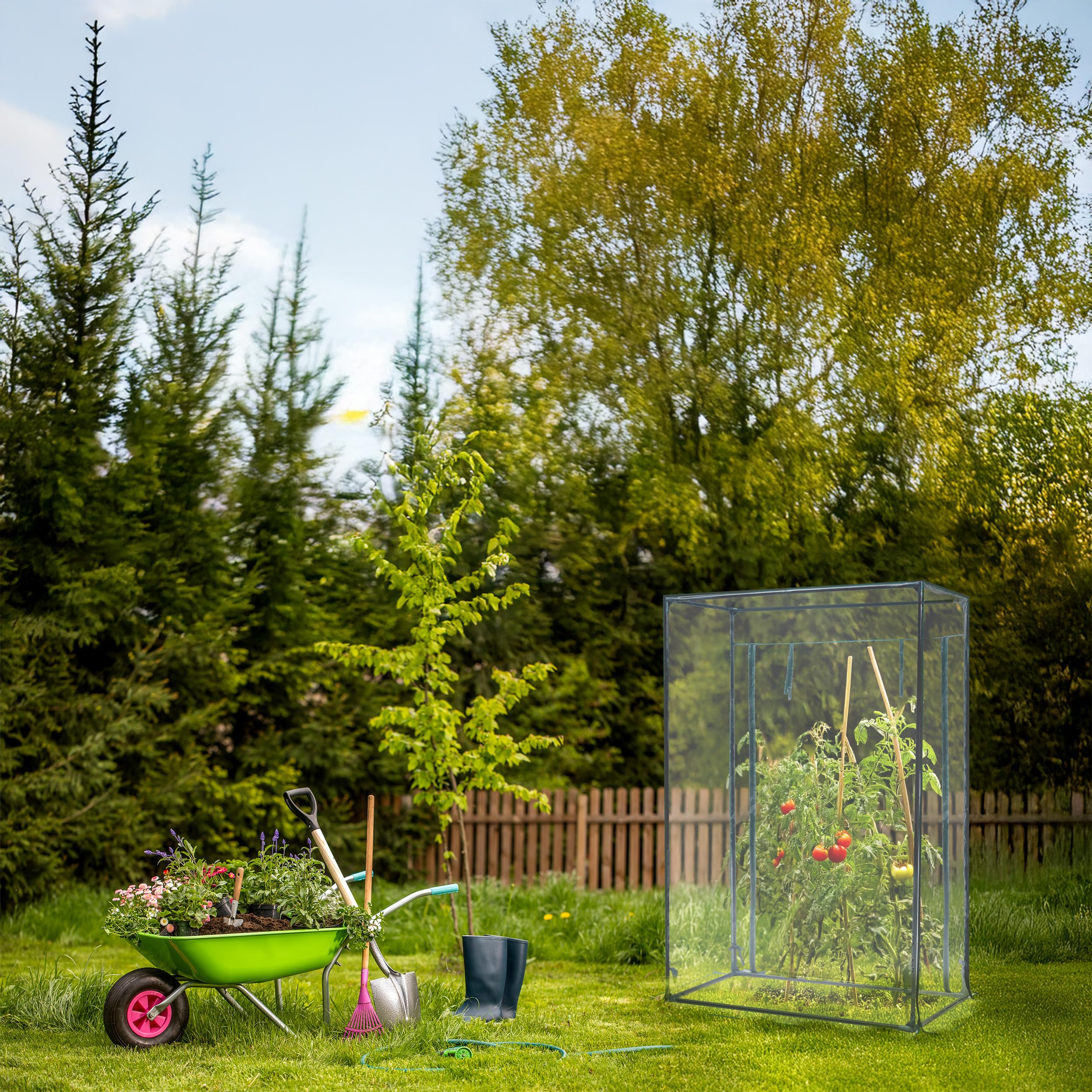 KANWOD Serra da Giardino con Porta Arrotolabile, Invernale, Stabile e Facile da Montare, Pellicola Trasparente 140 g/m², Protezione delle Piante, Verdure, Fiori, Serra per Orto, Balcone e Giardino