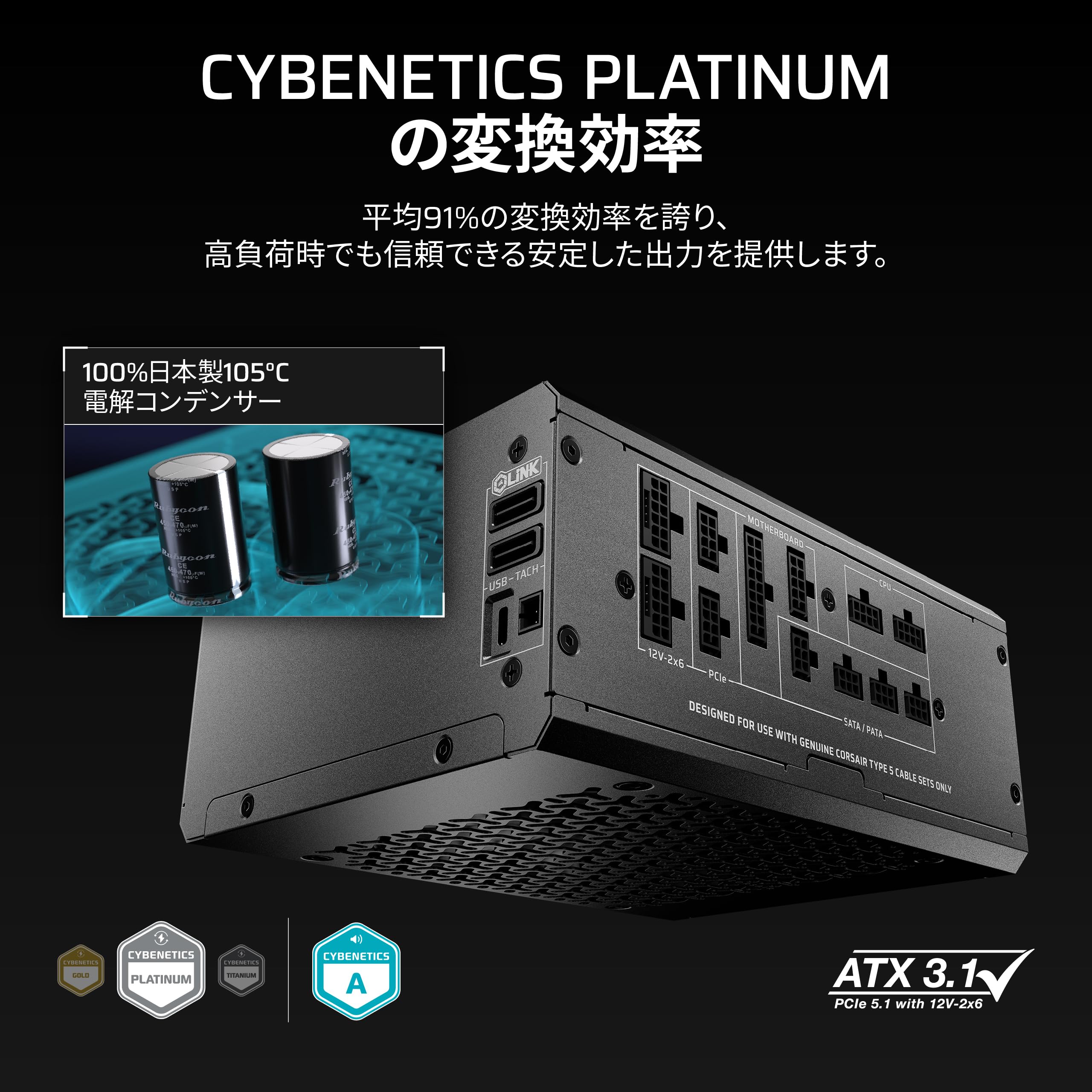 Amazon | Corsair HX1500i Shift 完全モジュラーATX電源 – 内蔵iCUE