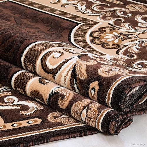 Miniatura 3 de Allstar - Alfombra decorativa rectangular de 8 x 10 pies con diseño de medallón con borde marfil y moca (7 pies 9 pulgadas x 10 pies 1 pulgadas)