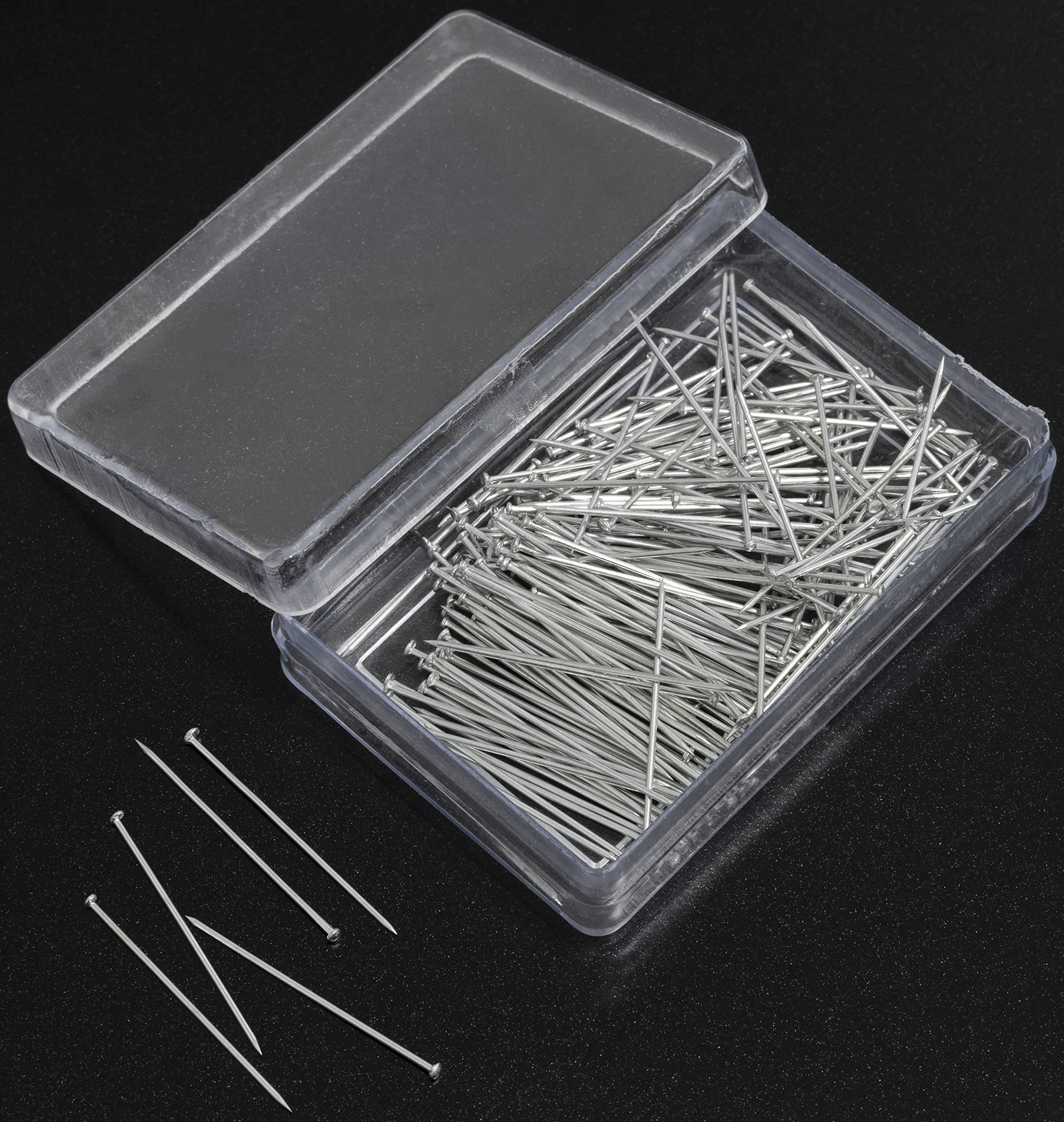 AERZETIX 200 Alfileres De Costura 26mm Plata - Caja Incluida Para Mercería Y Dobladillos