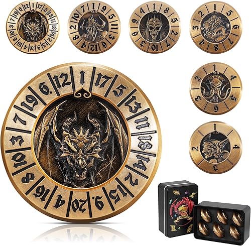 Banloga D&D Dice Set,7PCS Metal Dice for Dungeons and Dragons,Mini Dice Set with Pocket Watch Case,Role Playing Board Games Accessories (Dragon, Gold-F)