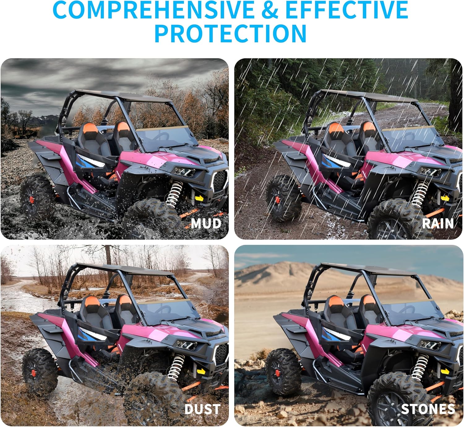 XXL Wider Rear Fender Flares for Polaris RZR XP XP4 1000, Rear Left & Right XXL Extended Mud Guards Extension Mud Flaps for 2014-2023 Polaris RZR XP XP4 1000 Accessories (4PCS)