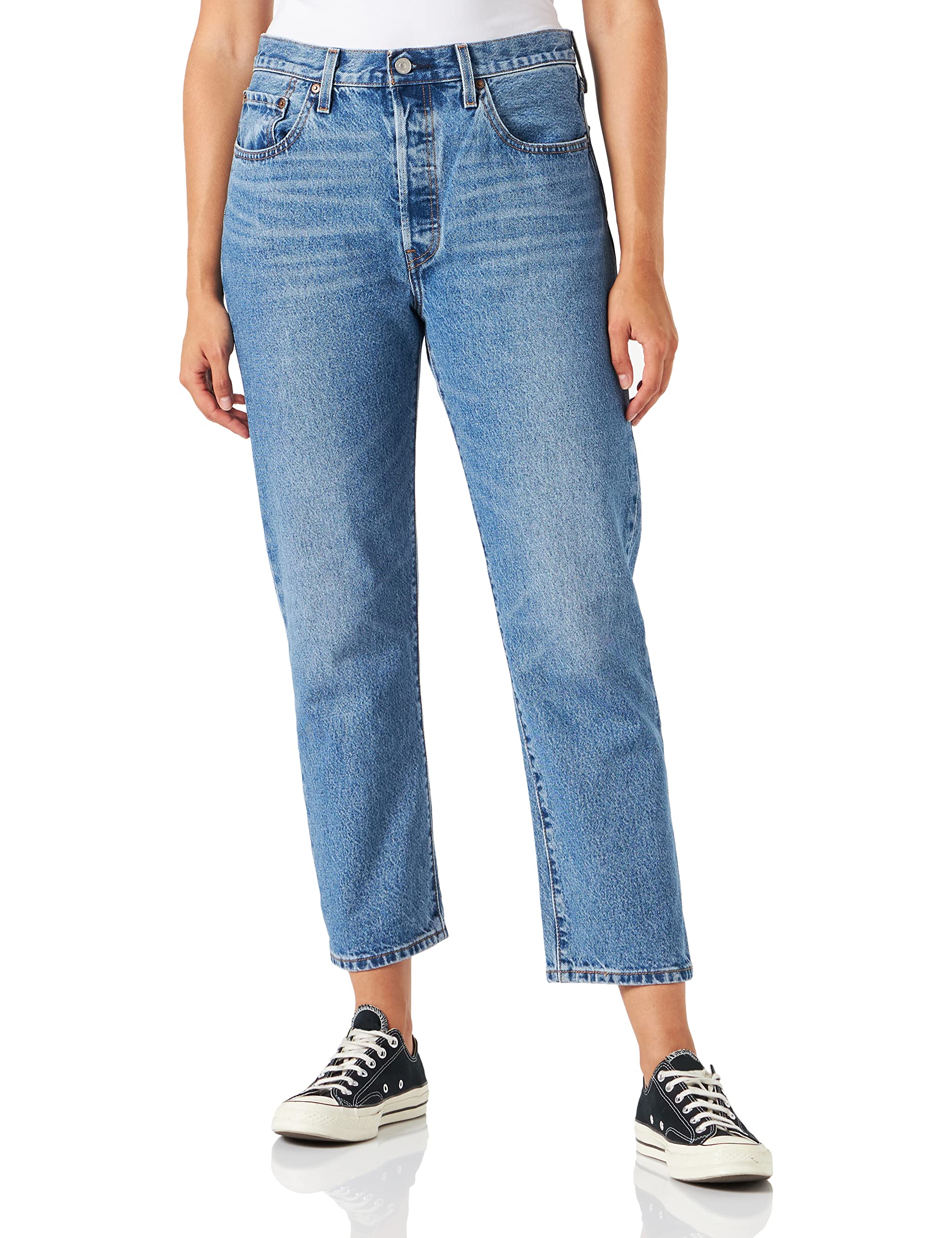 Levi's 501 Crop Women's Jeans, Medium Indigo Worn In, 28W / 30L
