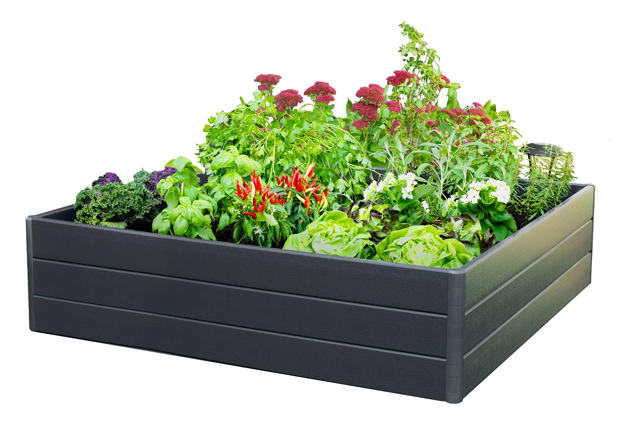 NuvueProducts 26008 L x 44.5" W x 11.5" H, Dark Gray Raised Patio Garden Box