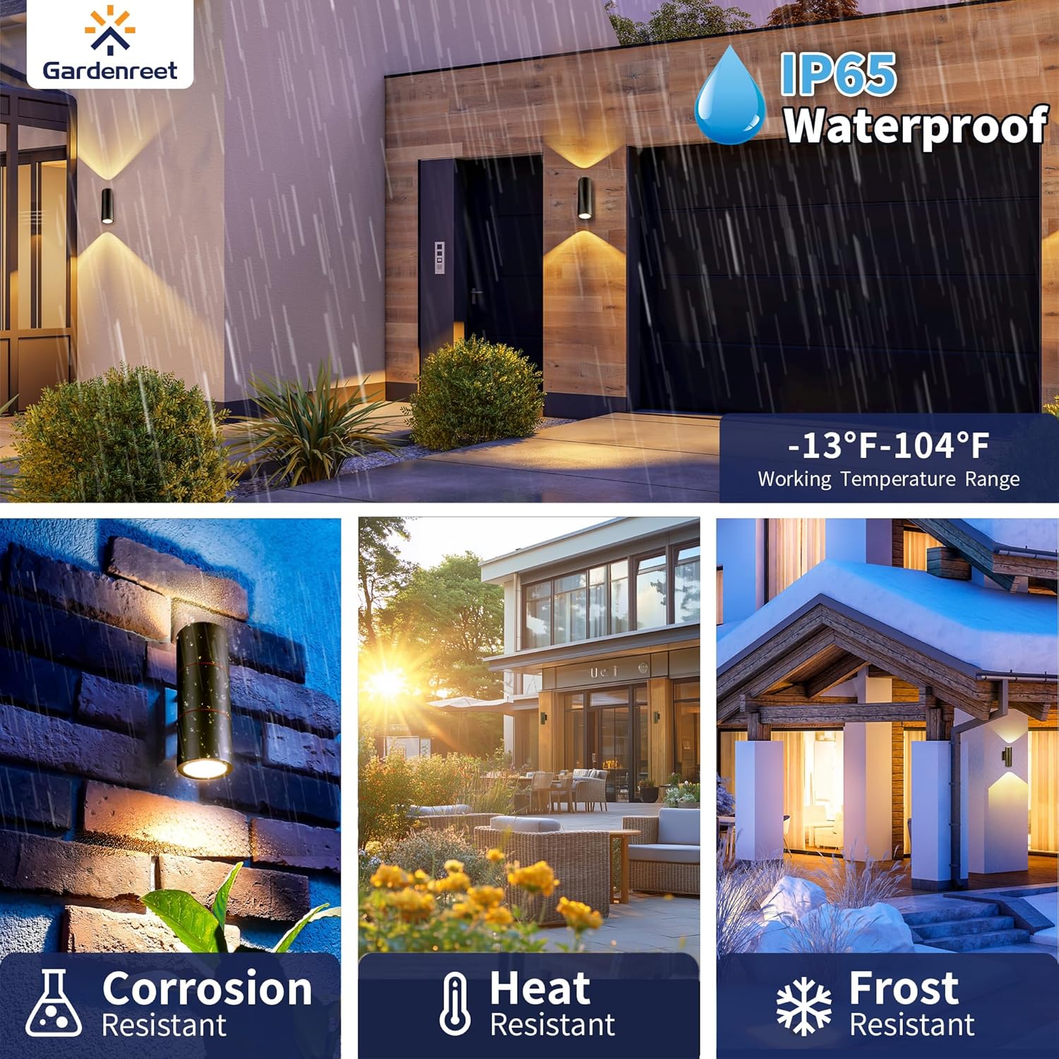 Gardenreet Outdoor LED Up Down Light Solid Brass Exterior Light Fixture with 12V and IP65 Waterproof for Porch and Wall Without MR16 Bulb (4 Pack)