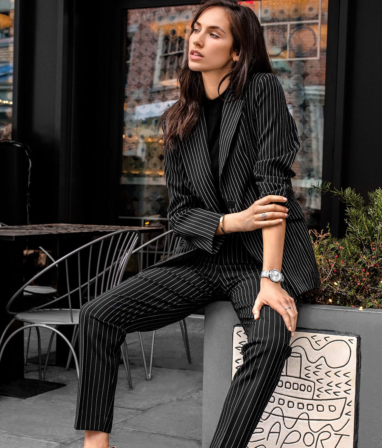 Orologio da donna al quarzo, con lunetta borchiata di cristallo e bracciale in acciaio inossidabile