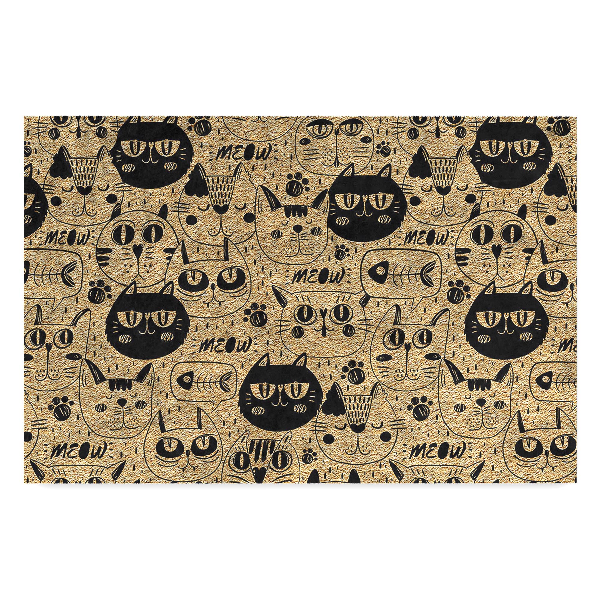 Monnhein Tasarımlı Dekoratif Kapı önü Paspas, Dış Mekan/Ev İçi/Banyo/Mutfak/Yatak Odası/Giriş Paspasları (Kediler, 45X70)
