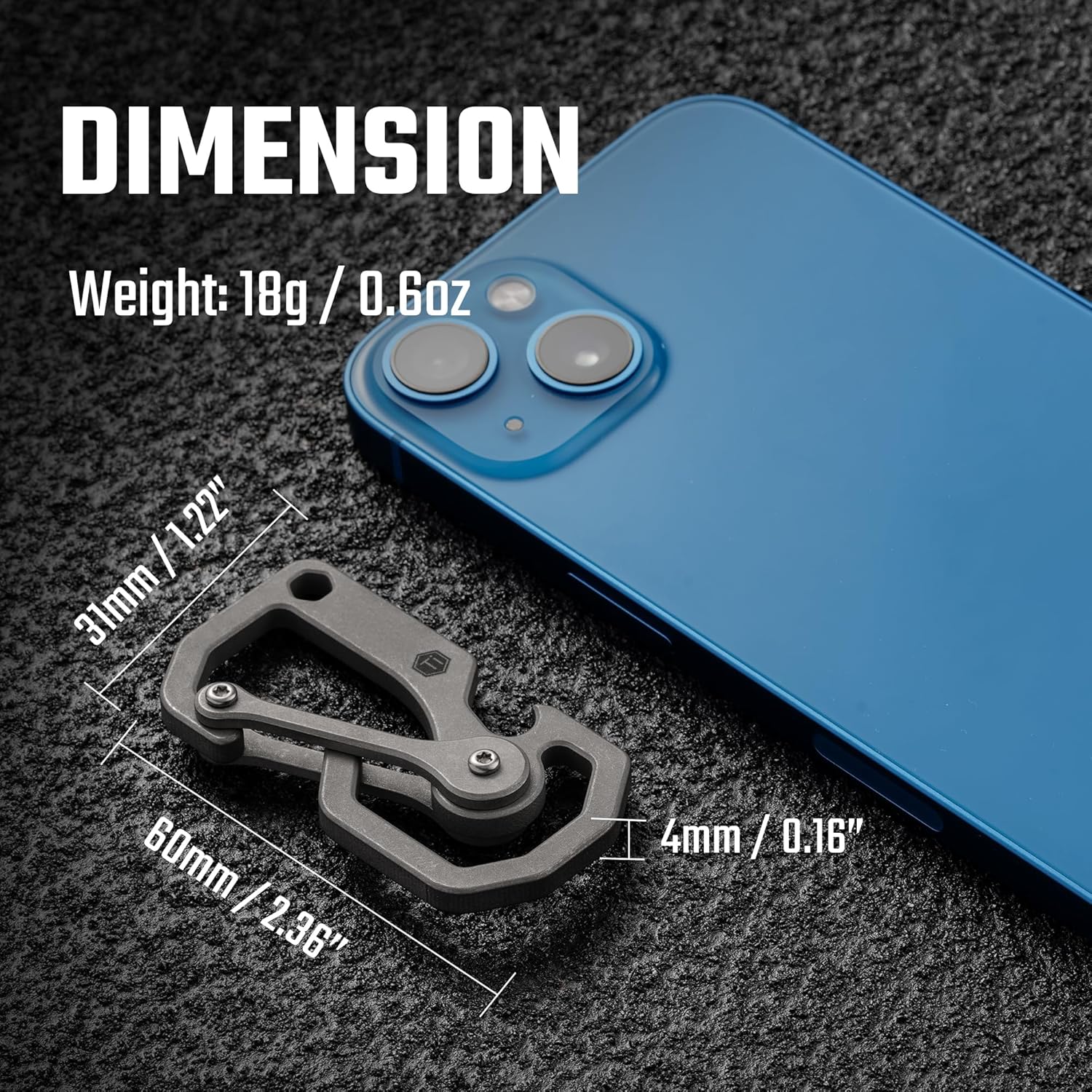 KeyUnity Titanium Carabiner Keychain Tool, 3 Functions in 1 Multitool for Everyday Carry (KU06) - Image 5