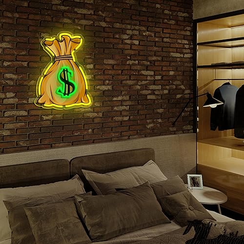Miniatura 5 de Letrero de neón para decoración de pared, luz de neón de dólar, letrero LED regulable para sala de juegos, dormitorio, regalo de cumpleaños para