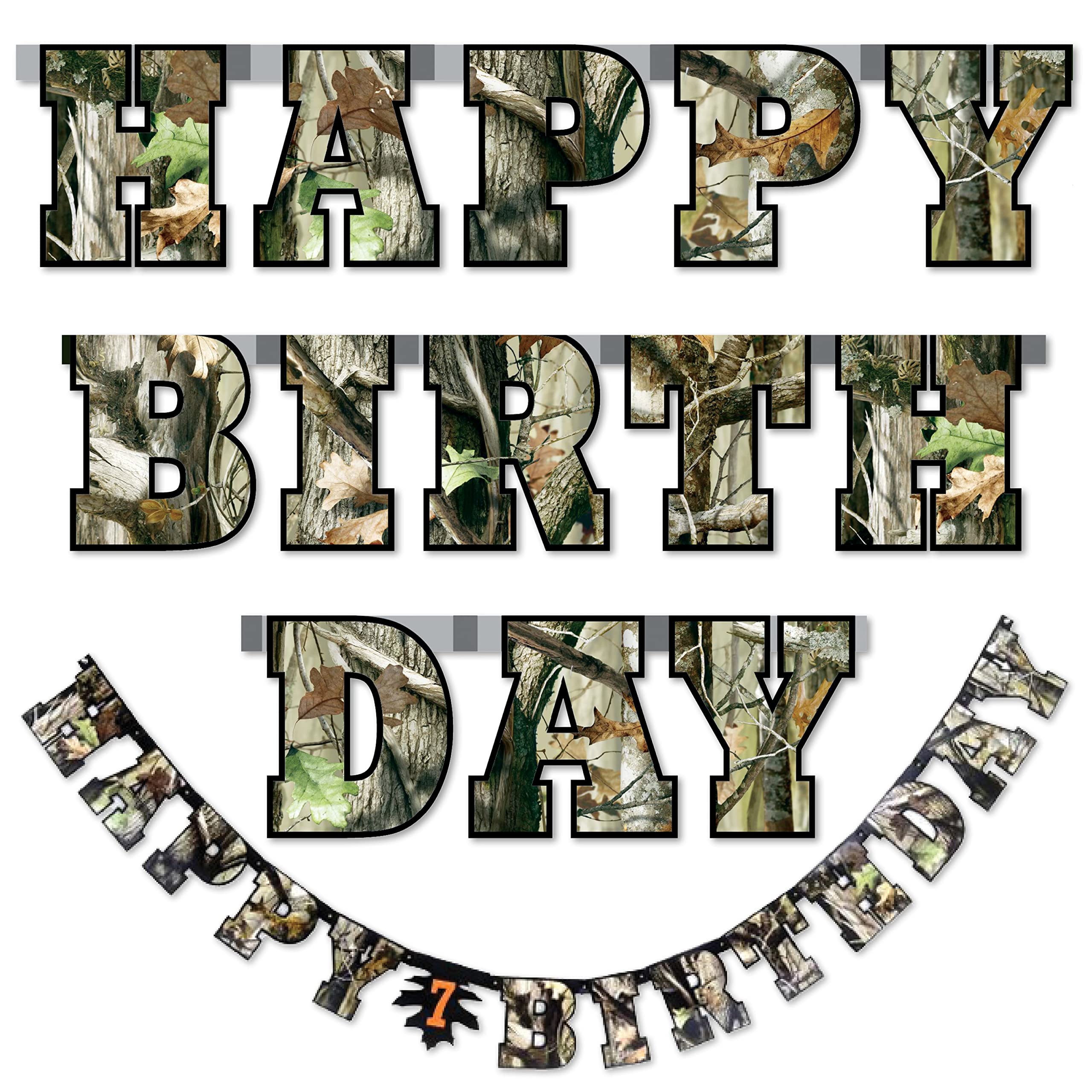 Havercamp Next Camo Happy Birthday Party Banner | 1 Count | Great for Hunter Themed Party, Camouflage, Rustic, Nature, Military, Kids Birthday Party