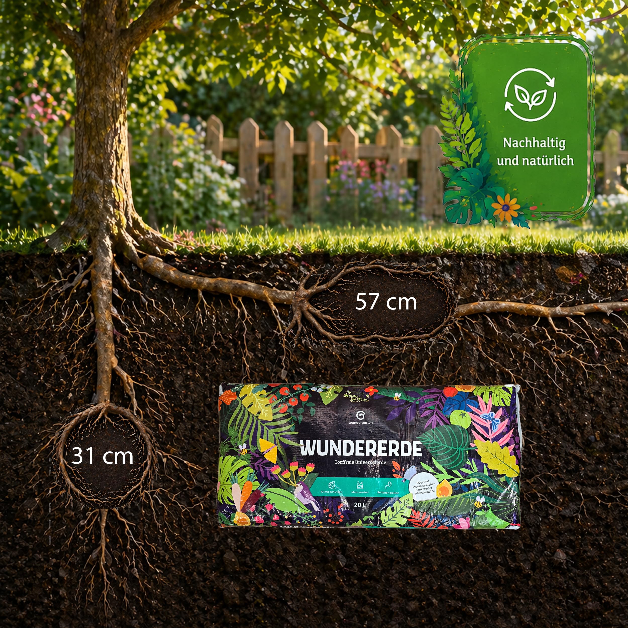 6X 20L Bio Universalerde torffrei – Mit Pflanzenkohle – Wundergarten Wundererde – Blumenerde für Zimmerpflanzen, Balkon & Garten – Weniger Gießen & Düngen
