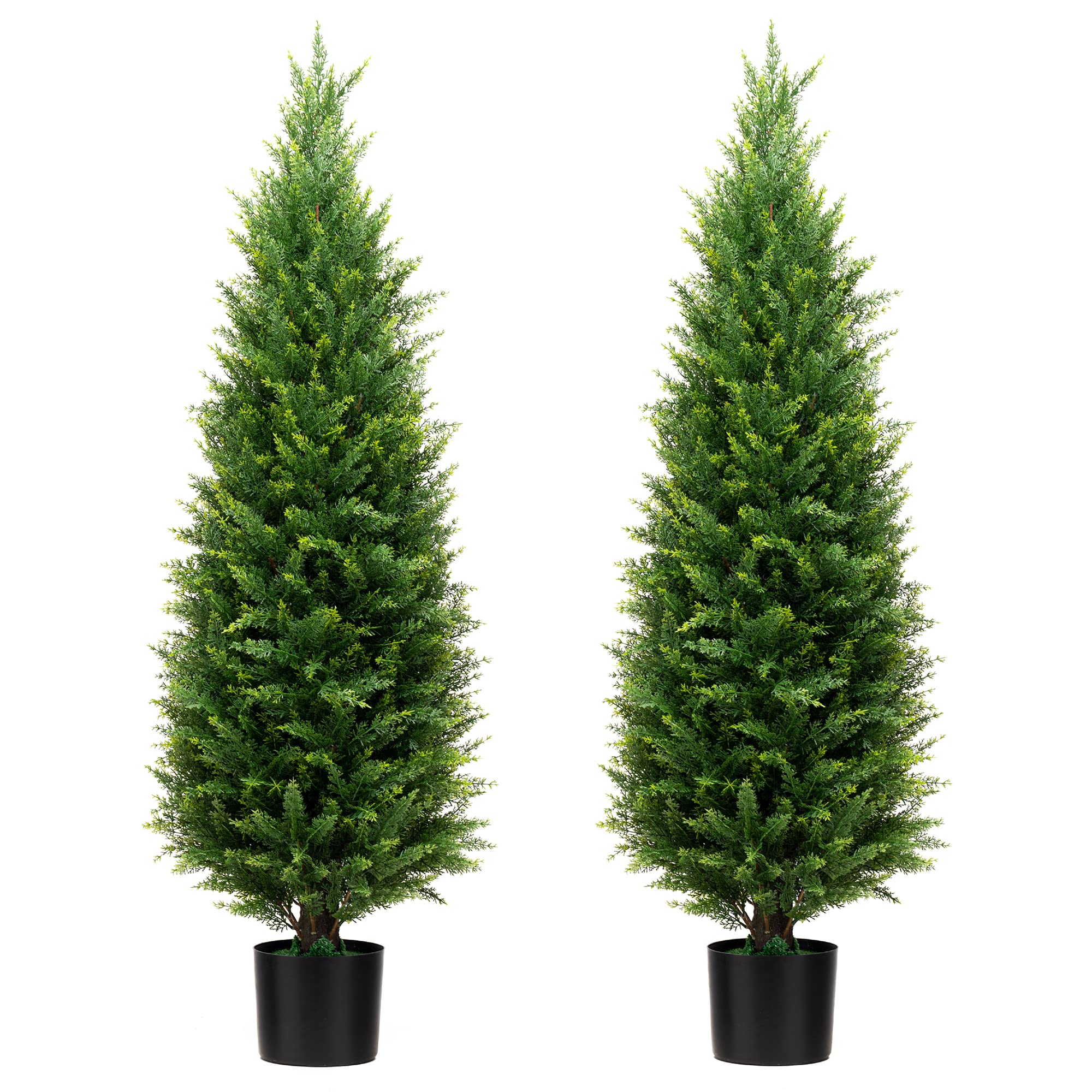 4ft artificial cedar topiary trees uv resistant potted plant set of 2 faux pine trees fake shrubs artificial plants for front porch garden indoor outdoor