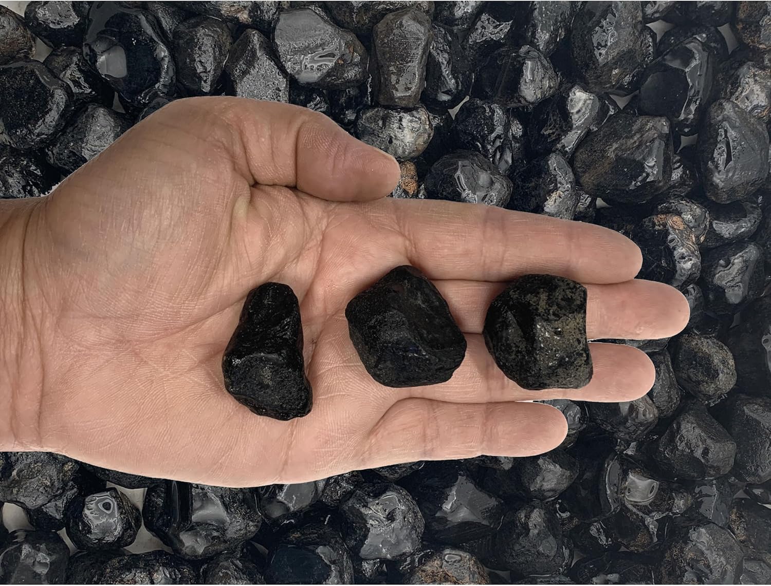 Fantasia Materials: 18 lbs Apache Tears - Volcanic Glass Black Obsidian Stones from Mexico - Tumbled by Nature, Not Tumbled by Man