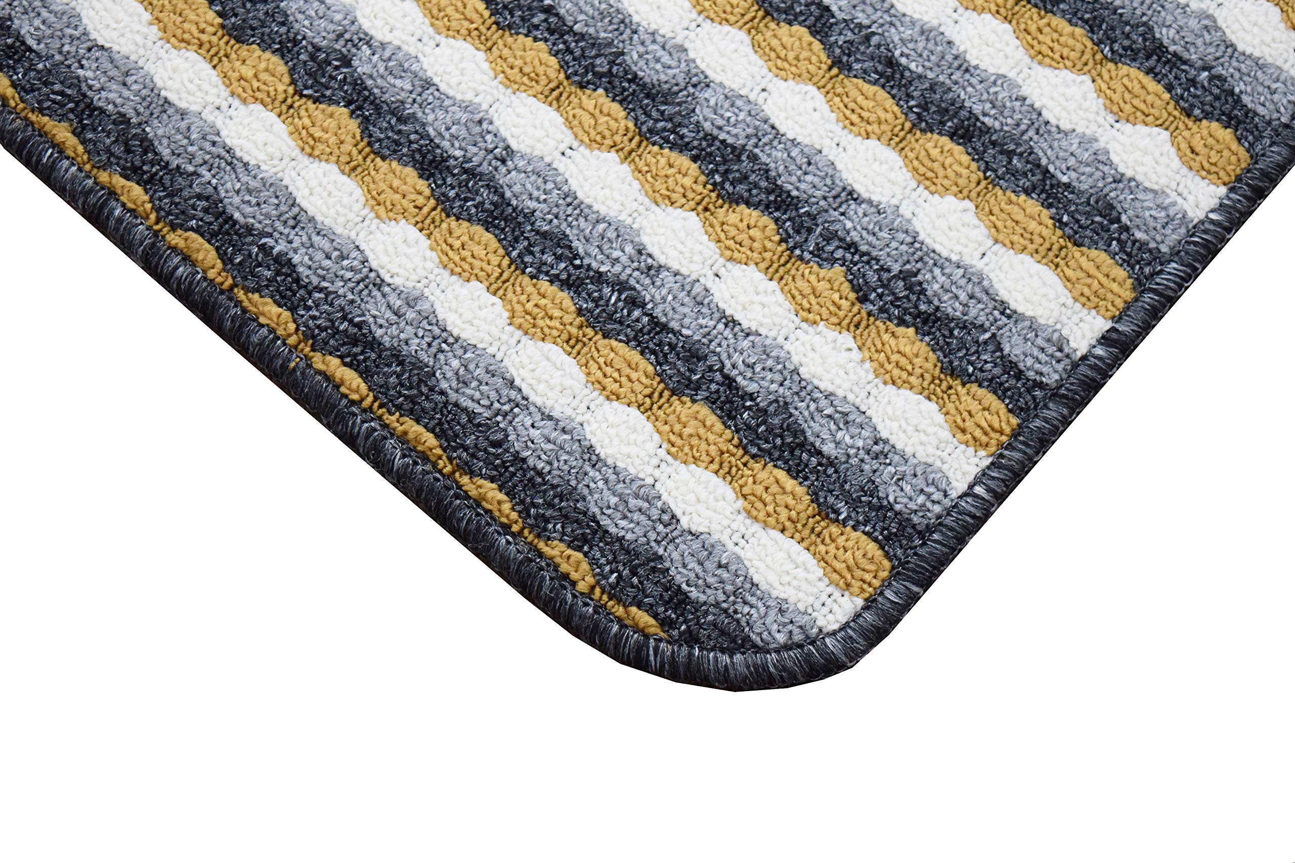 SrS Rugs® Non Slip Kitchen Door Mats & Hallway Runners Washable Rug UK (Grey & Gold, 80cm x 150cm) — image 1