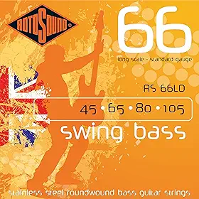 Rotosound Conjunto de 4 cordas para baixo elétrico RS66LD (45-105)