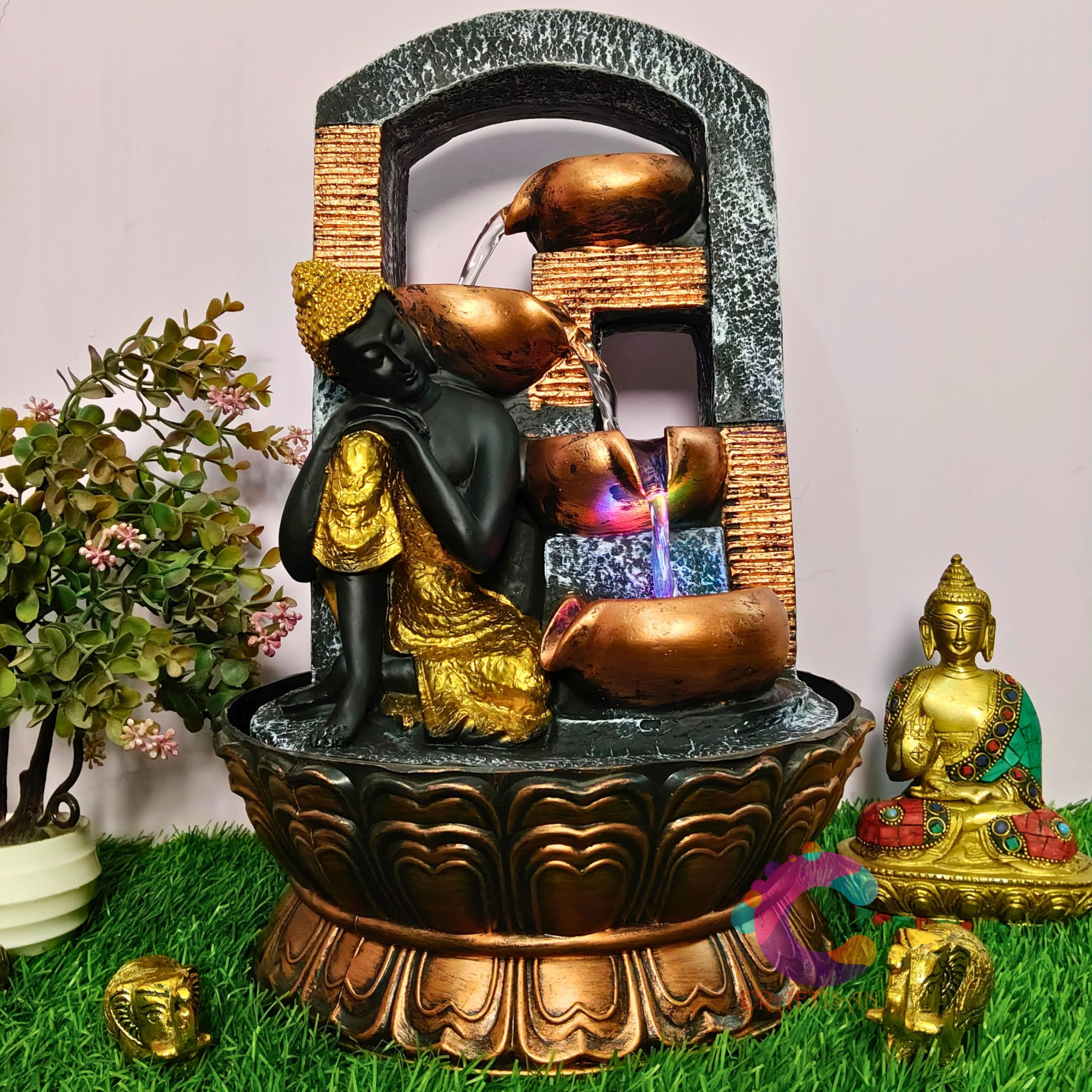 Sleeping Buddha Table Top Water Fountain for Home Décor/Office/Indoor & Outdoor/Garden/Puja Room/Vaastu (UR-013)-image-30