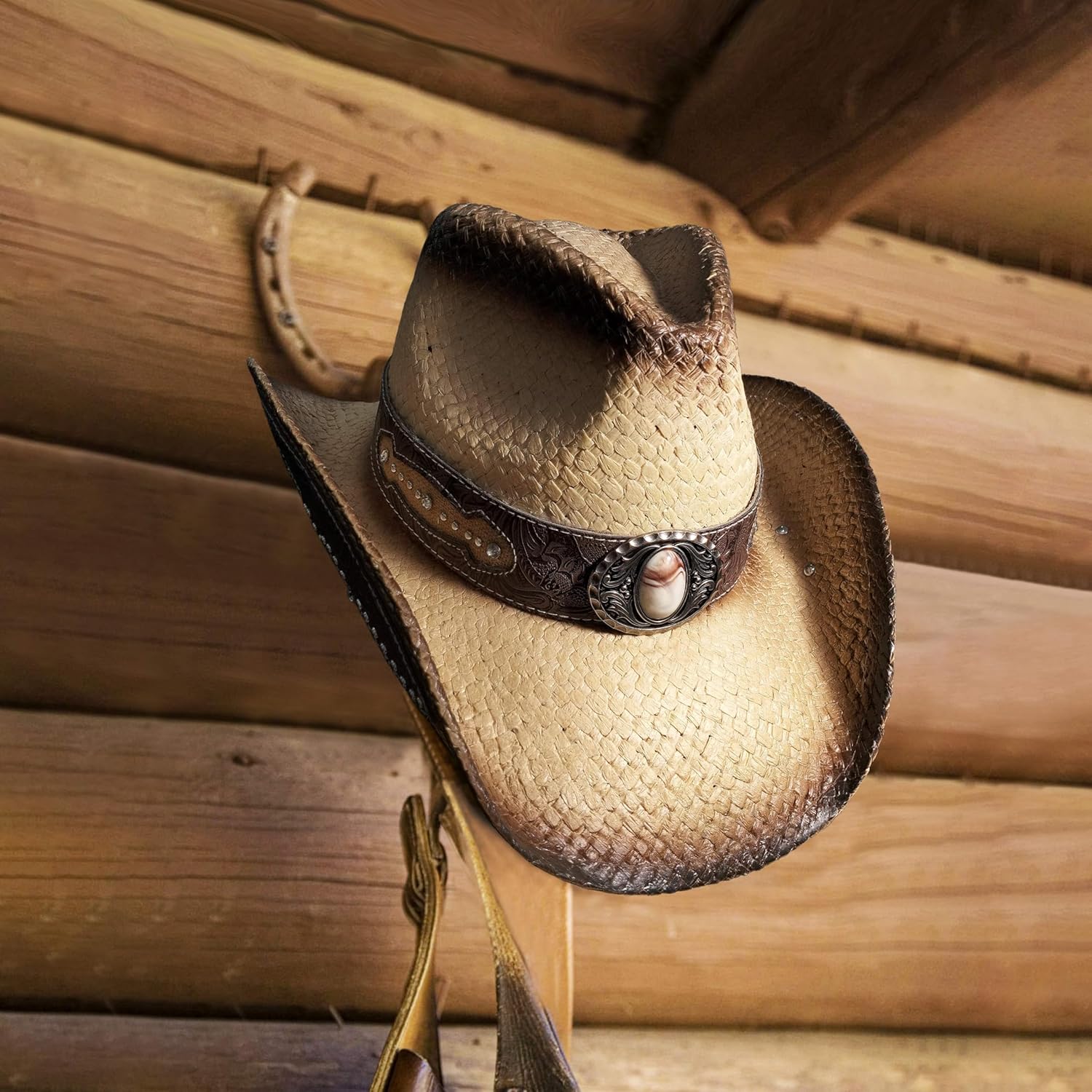 FLUFFY SENSE. Cowboy Hats for Women and Men Straw Western Hat Embroidered Cowboy Hat for Cowboys and Cowgirls - Image 8