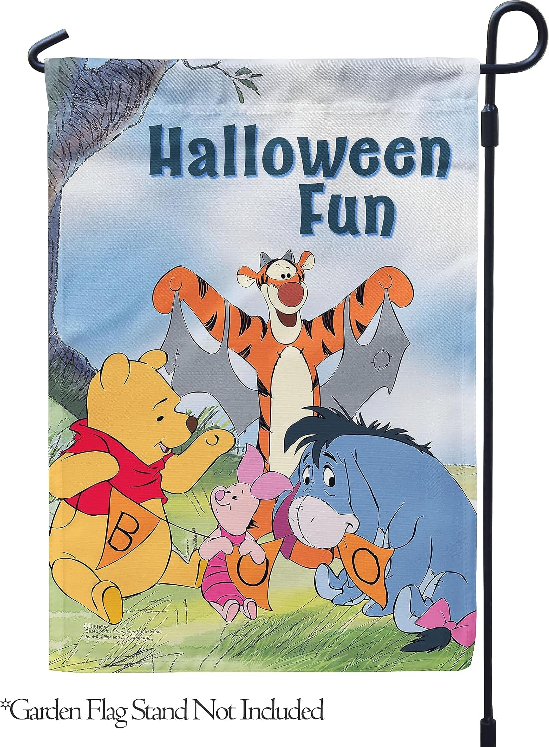 Flagology, Disney Halloween Fun Boo Pooh – Garden Flag 12" x 18", Outdoor Flag, Exclusive Premium Fabric, Officially Licensed Disney, Halloween