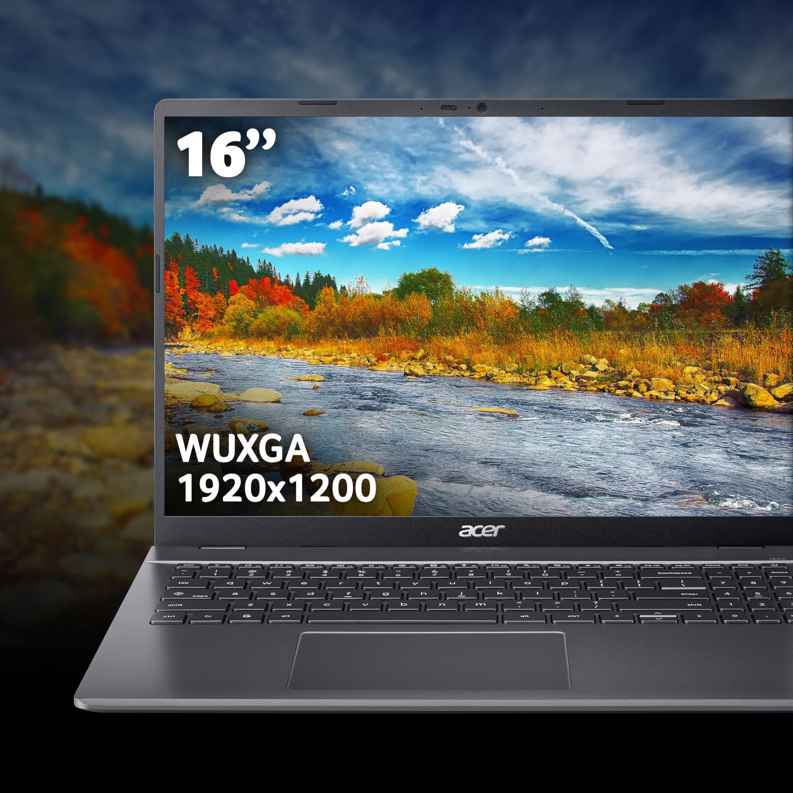 acer Chromebook Plus 516 CB516-1H Laptop - Intel Core i3-1315U, 8GB, 256GB SSD, Integrated Graphics, 16" WUXGA, Chrome OS, Iron — view 4