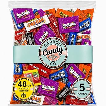 Bulk Pinata Candy and Chocolate Variety Pack, 5 lb Assorted Individually Wrapped Candy Mix for Pinatas, Goodie Bags, Birthdays and Party Favors, Chocolate & Sweets, Ships with Ice