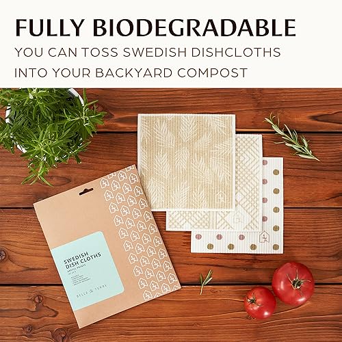 Miniatura 9 de Juego de escurridor de platos enrollable y paños suecos, estante para fregadero que ahorra espacio (20.5 x 15.5 pulgadas) con bandeja para