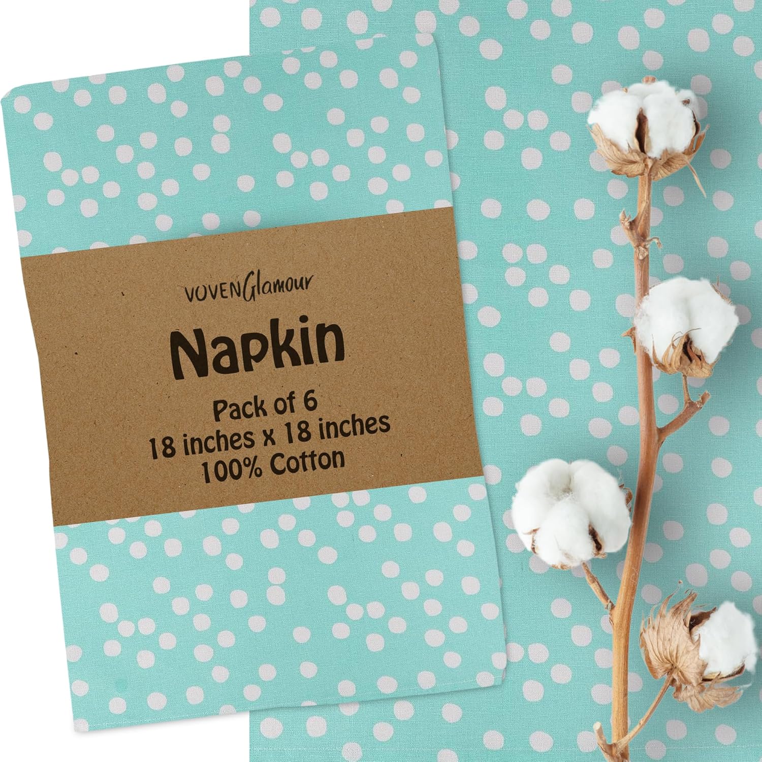 Reusable Napkins Cloth Washable 100% Cotton18x18 Inch Dinner Napkins|Table Napkins Decor for Thanksgiving Christmas Tree Print|Set of 6 Cloth Napkins for Home,Hotel,Banquet & Wedding|Polka Dot Print Mint (Polka Dot Print) 18" x 18" (Set of 6)