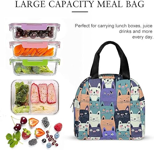 Miniatura 4 de LUCYSMARSHOP - Lonchera para gatos pequeños para adolescentes, niñas, jóvenes y niñas para la escuela, simple y bonita, bolsa refrigeradora,