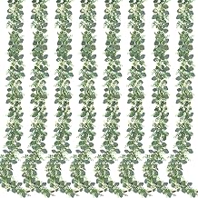 Sggvecsy 8 Pack Artificial Eucalyptus Garland Eucalyptus Leaves Vines Greenery Garland Faux Silver Dollar Eucalyptus Leaves for Table Party Wedding Indoor Outdoor Home Mantle Wall Decor