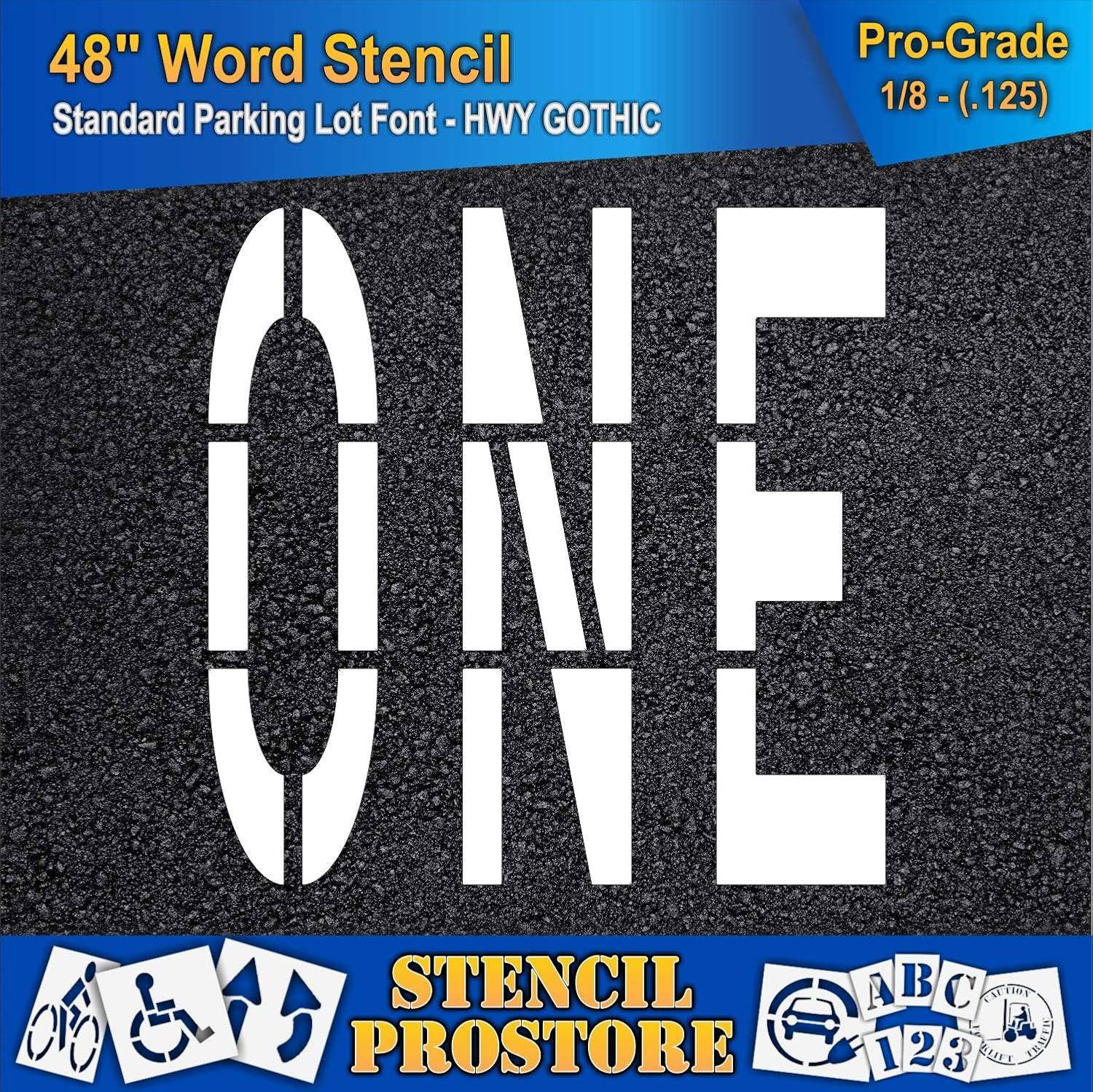 Pavement Marking Stencils - 48 inch ONE Stencil - 48" x 49" x 1/8'' (128 mil) - Pro-Grade