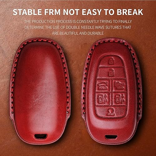 Miniatura 3 de Tukellen Funda de cuero para llavero Hyundai con llavero compatible con Sonata 2020 2021, llave remota Tucson 2022, color rojo