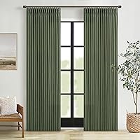 Vista 22 de Cortinas de lino plegadas de 108 pulgadas, juego de 2 paneles para sala de estar, dormitorio, estilo granja rústica, con pestaña trasera, plegadas