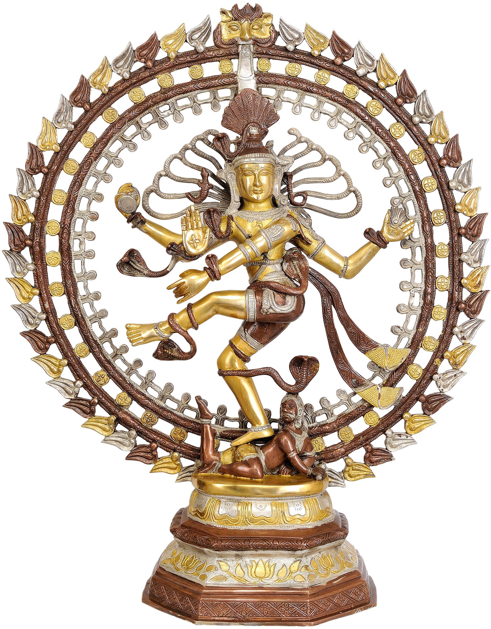 Exoticindia Large Size Nataraja, Brown/Silver/Gold