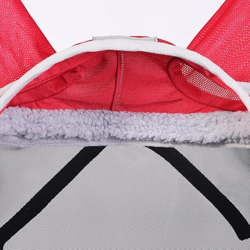 Miniatura 3 de Harrison Howard CareMaster Pro - Máscara luminosa para mosca de caballo estándar con orejas, protección UV para caballo rojo, XL extra completa