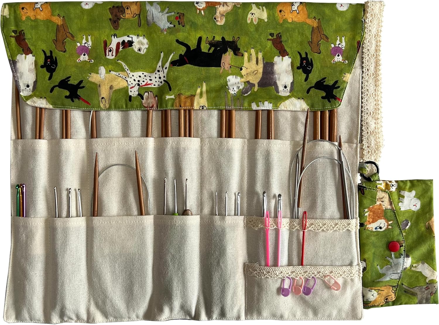 Knitting Needle Case, Crochet Hook &Circular Needles Organizer (up to 14")