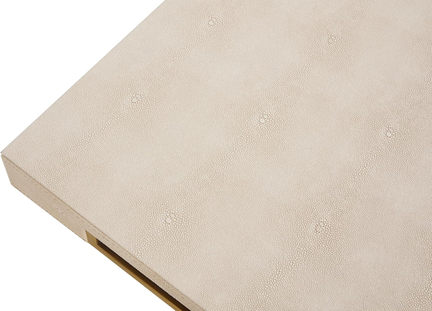 Sagala 16”x16 Ivory Shagreen Leather Serving Tray with Brushed Gold Handles, Wooden Decorative Tray for Ottoman Coffee Table Bathroom Vanity Buffet (Ivory-Gold, Square 16")