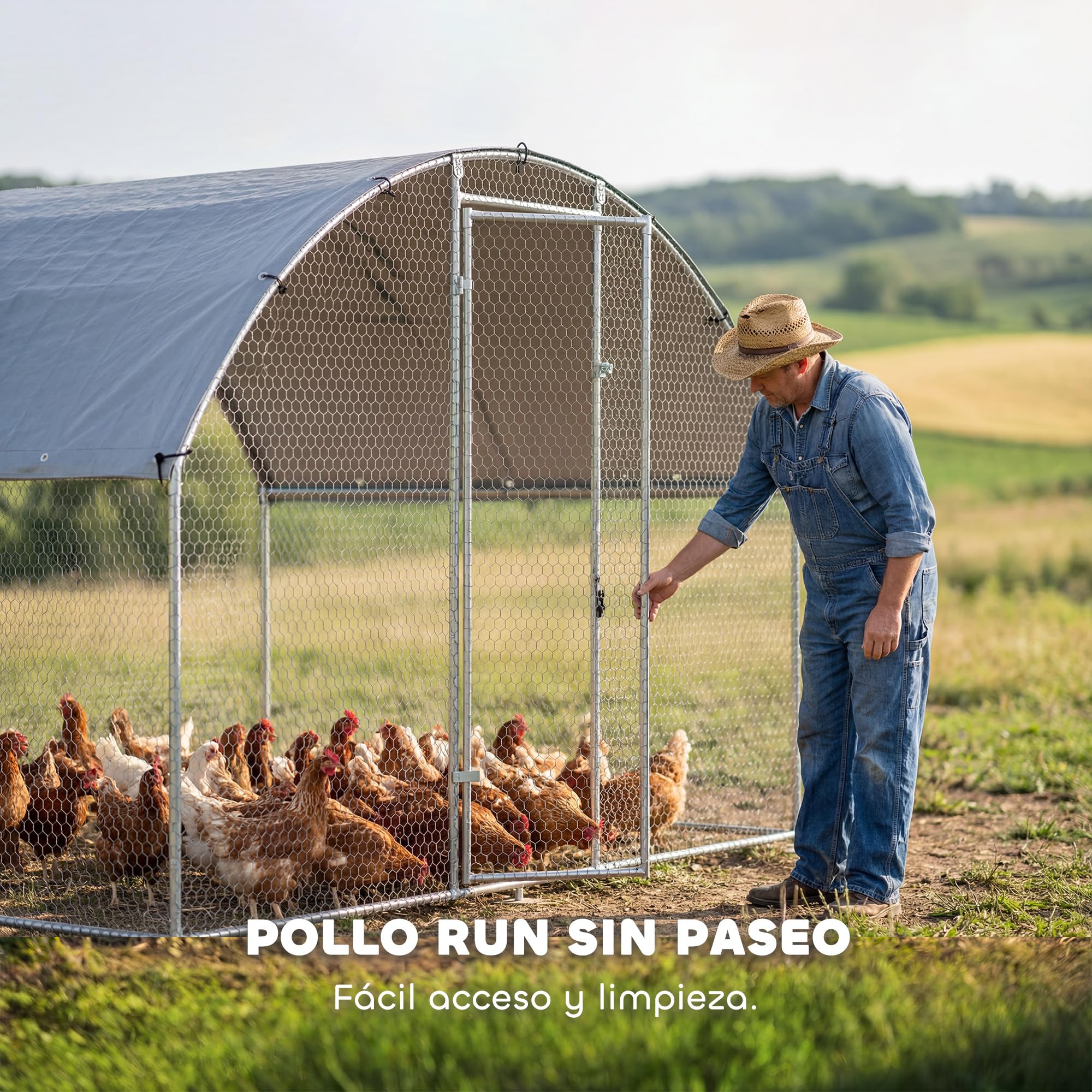 PawHut Gallinero Exterior 2,8x1,7x1,9 m 4,7 m² Acero Galvanizado Anti-UV Impermeable Jaula 5-8 Gallinas