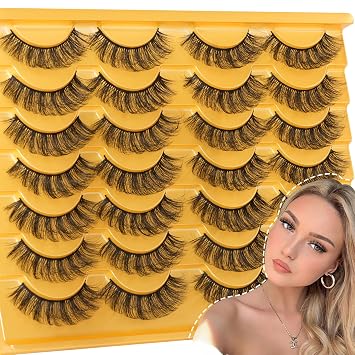 Natural False Eyelashes Wispy Mink Lashes 15mm Cat Eye Lashes Pack Natural Look 3D 14 Pairs Fake Eyelashes by TNFVLONEINS