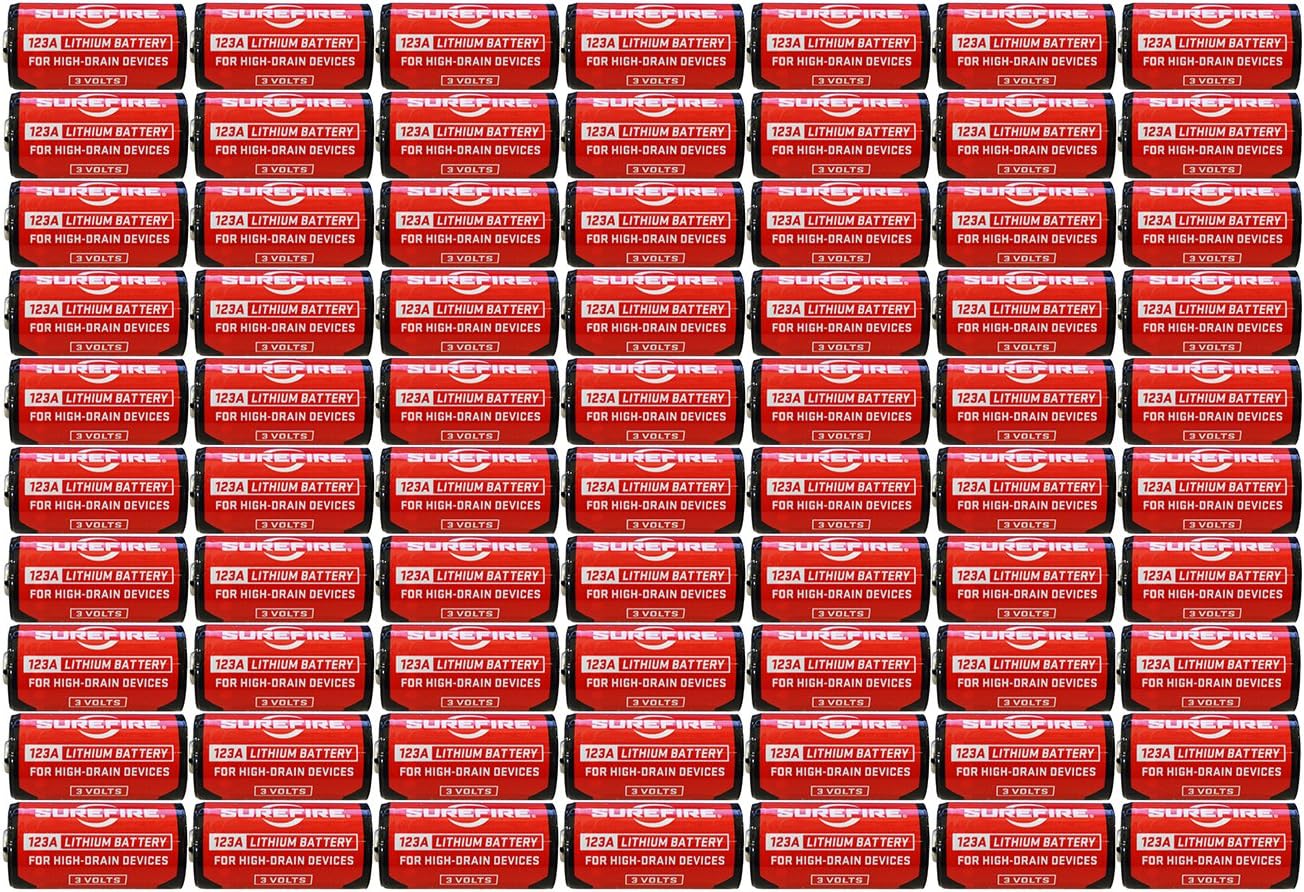 SureFire 72 Pack 123A Lithium Batteries, Red
