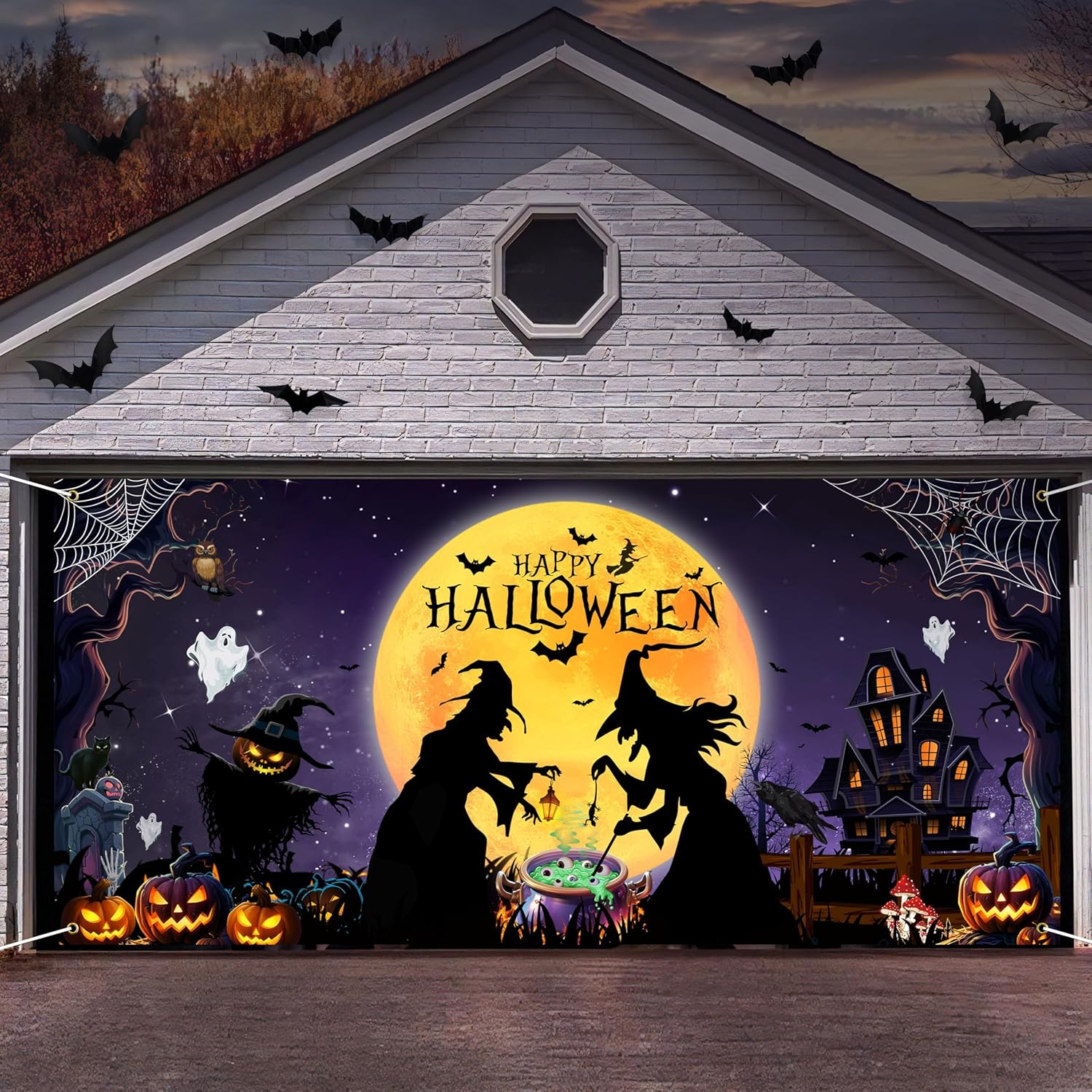Happy Halloween Banner - 33 Foot Party Decor With 18 Flags For Indoor Outdoor Decorating