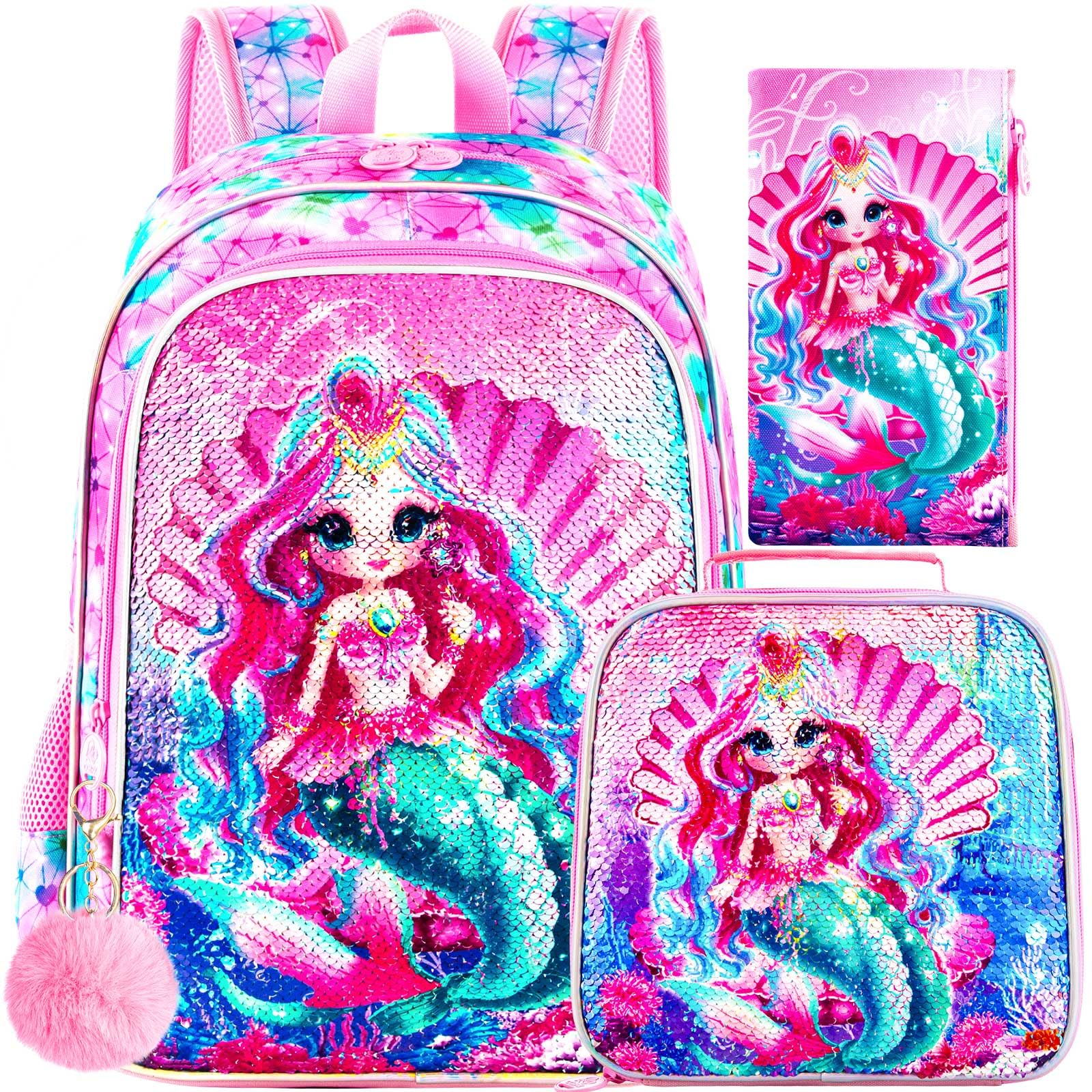 Pack Girls Sequin Backpack 16 inch Preschool Elementary Bookbag