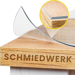 SCHMIEDWERK Tischschutz transparent nach Maß in 2mm mit Wohlfühlkante - glasklare Folie - Schutzfolie für Möbel - Tischfolie Made in Germany - Tischschutzmatte (100x220cm)