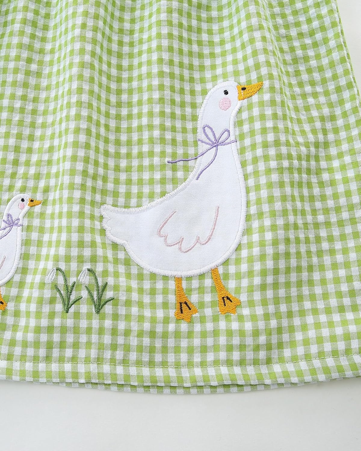 FreeLu Toddler Girls' Cotton Gingham Duck Embroidery Dress Long Sleeve Plaid Casual Dresses for 2-7 Years - Image 4