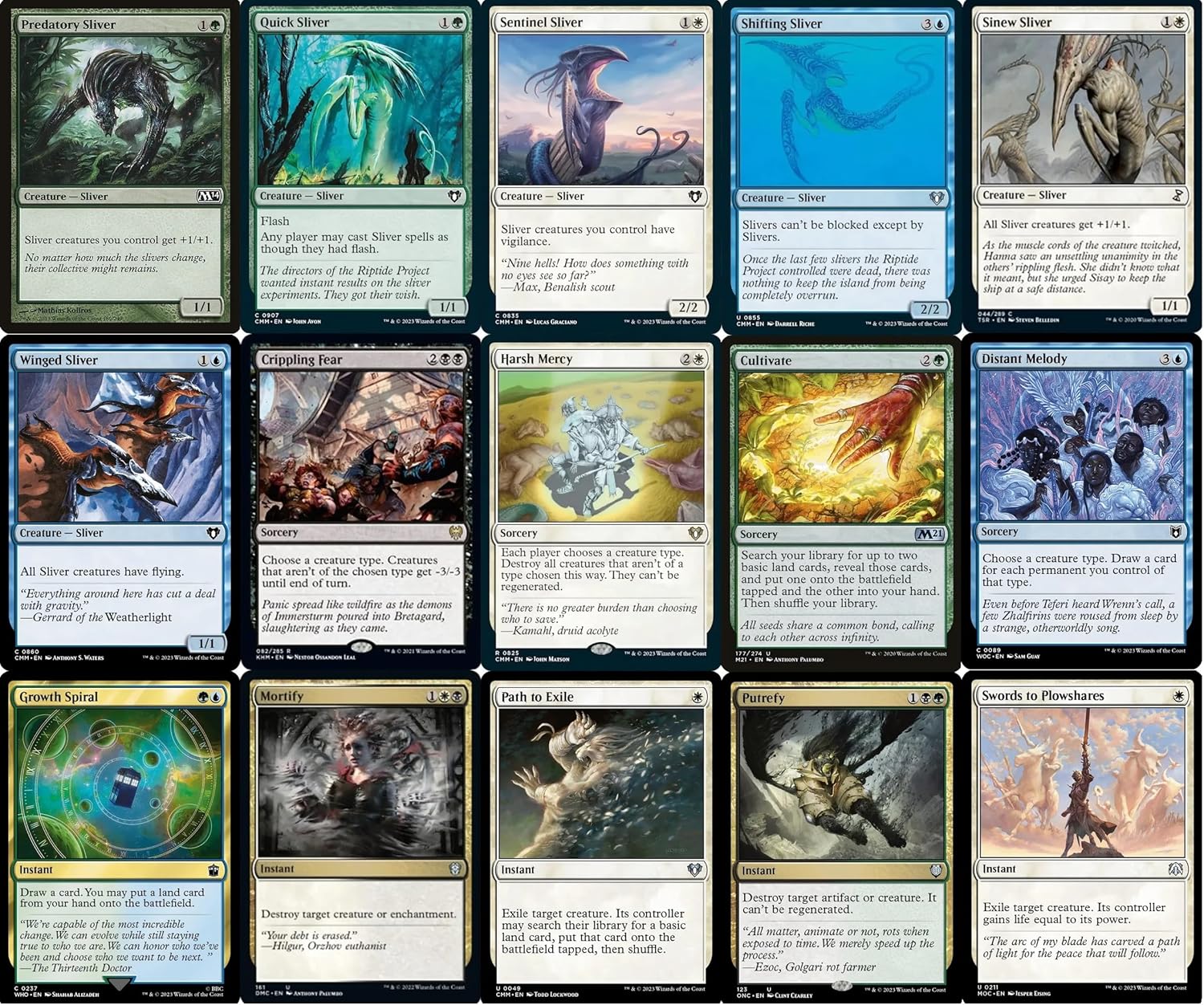 Elite Commander Sliver Deck - 5 Color - Sliver Gravemother - EDH cEDH - 100 Card - Custom Magic The Gathering Deck - Very Strong!