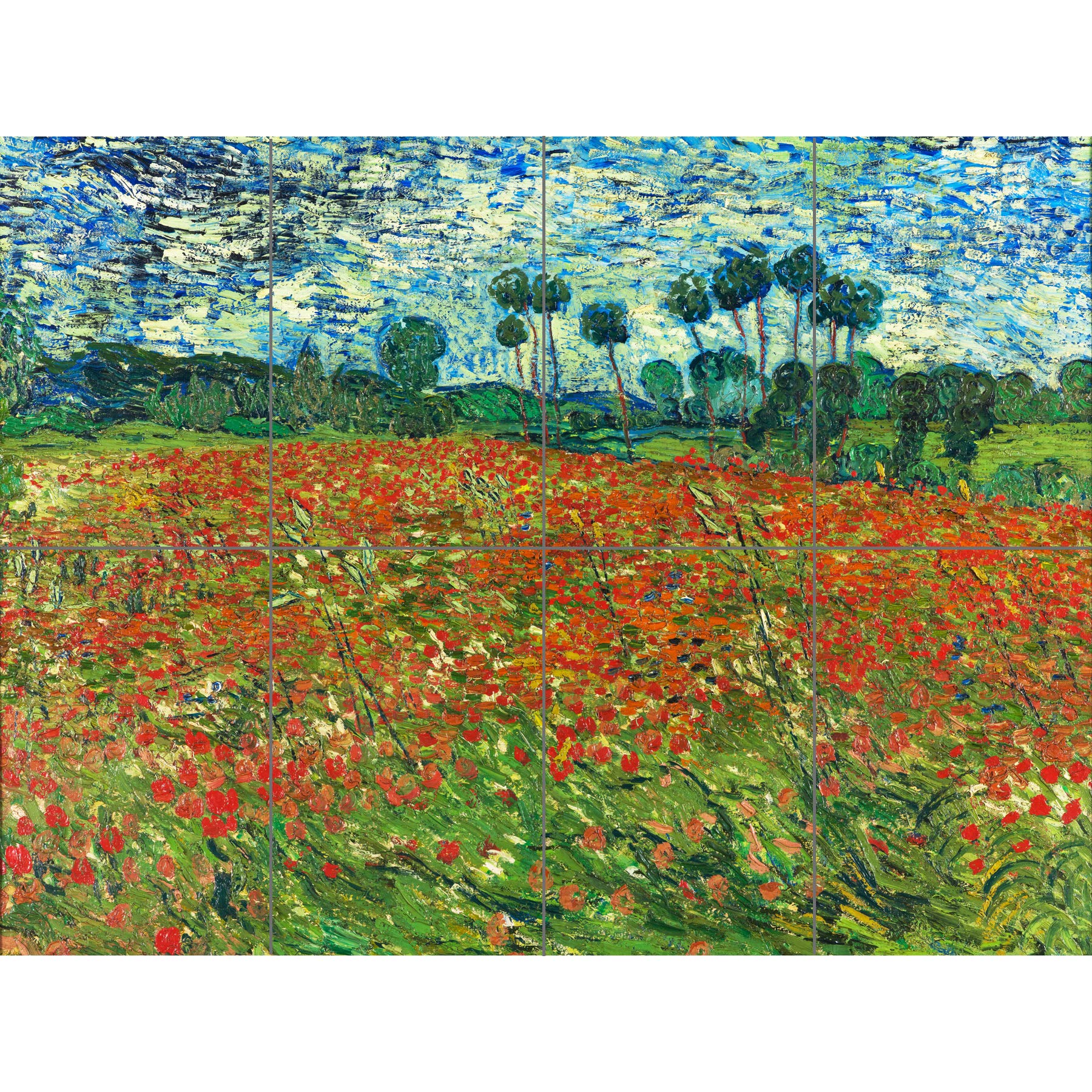 Artery8 Vincent Van Gogh Poppy Field XL Giant Panel Poster (8 Sections)