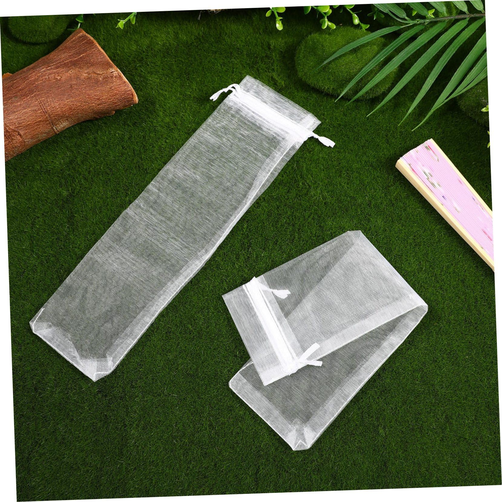 SEWOART 200stücke Organza Geschenktüten Mit Kordelzug Weiße Fächer-taschen Für Hochzeiten Partys Schmuck Und Leicht Und Langlebig Für Aufbewahrung Und Präsentation