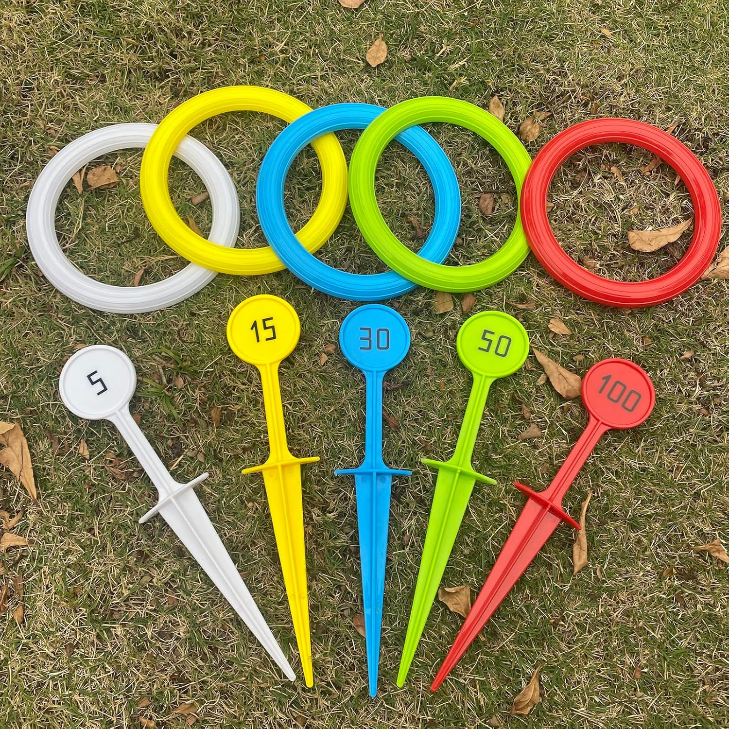 Fun Outdoor Sports Game Set - Rainbow Throwing Rings for Beach, Garden, Lawn & Backyard Christmas, Halloween, Thanksgiving Gifts. image 7 of 9 B0D6NKY77M