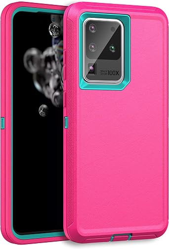 MXX Compatible with Samsung Galaxy S20 Ultra Case, 3-Layer Super Protective Full Heavy Duty Tough Rugged Bumper Cover, Shock & Dust Proof, Made for Galaxy s20 Ultra Phone Case 5G Pink/Light Blue